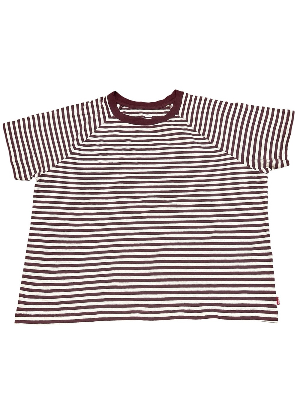 Levi's Maroon and White Striped Short Sleeve Tee